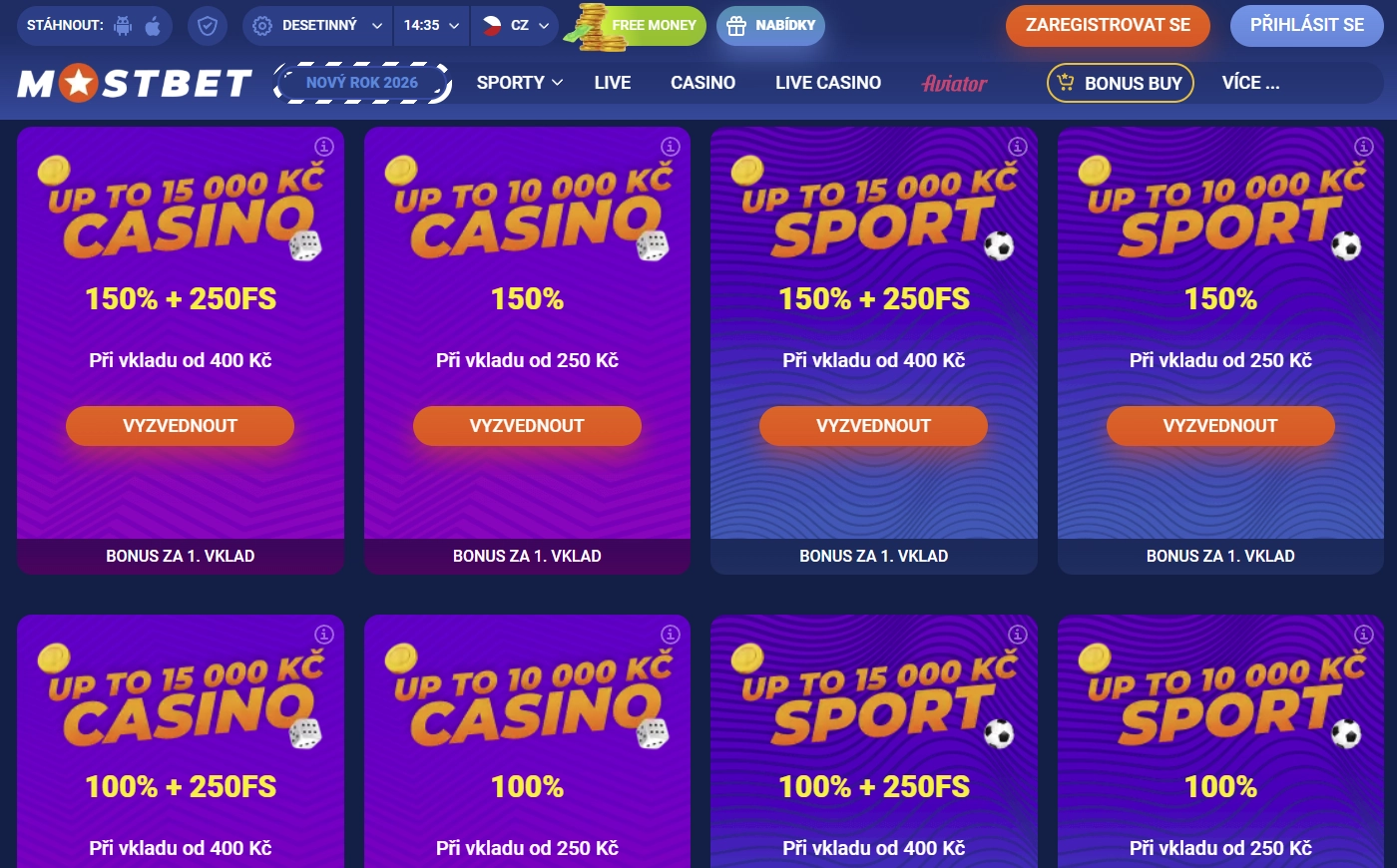 Bonusy v Mostbet Casino